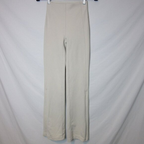 Lululemon Brushed Softstreme Ribbed Zip Flared Pant Bone White Women's 0 - Picture 2 of 8